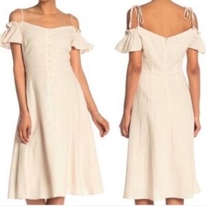 NWT Gal Meets Glam Colleen Dress Off Shoulder Polka Dot Cream Tan Ecru 4